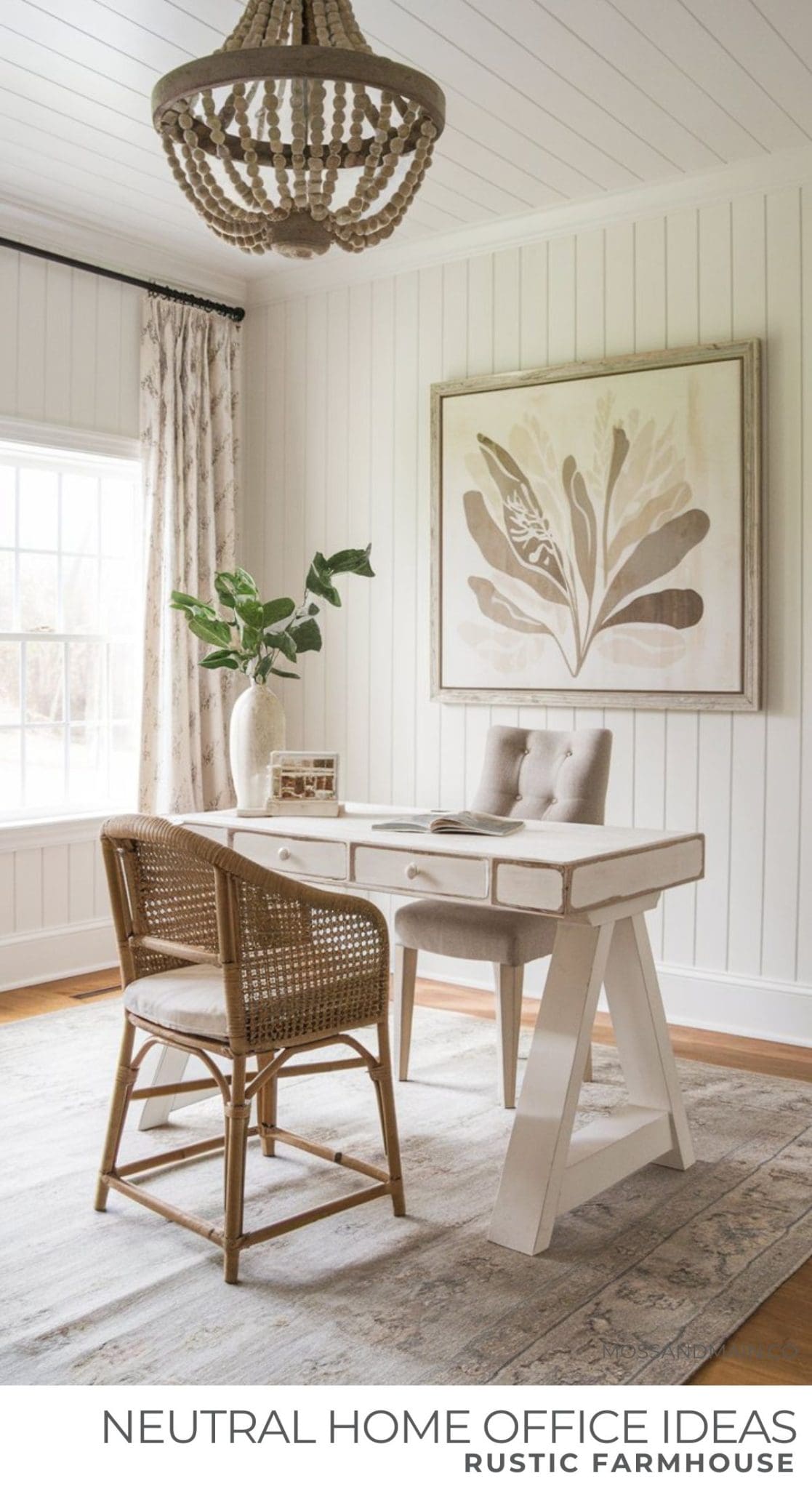 Neutral Home Office Ideas | 15+ Office Designs - Moss & Main - Textured Home Office Wall Features