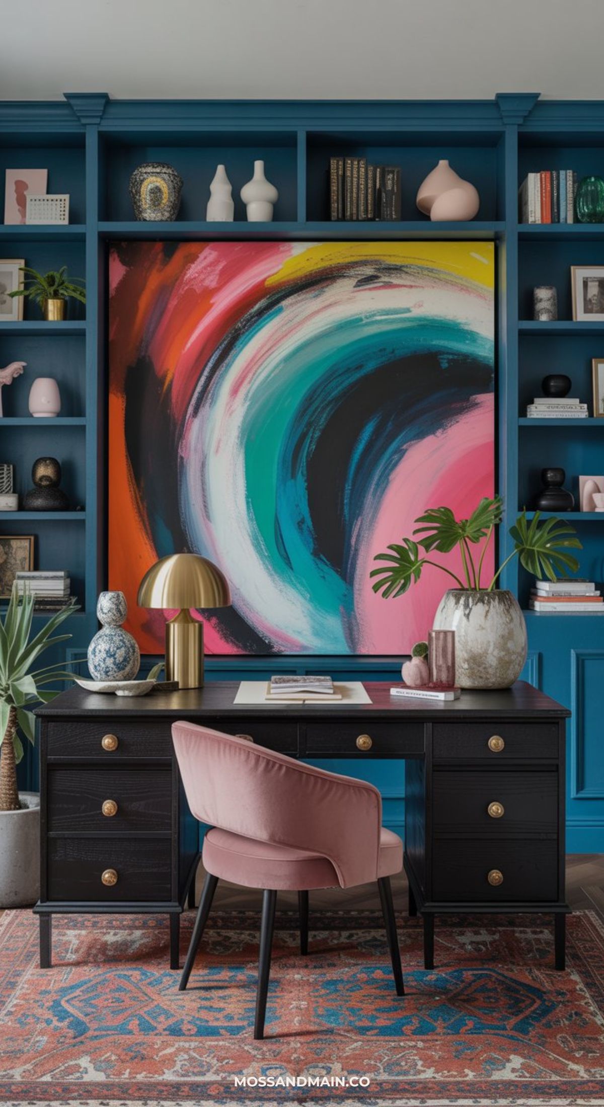 If your workspace feels blah, it’s time to bring in the bold! These stunning maximalist office decor ideas are packed with dramatic color, luxe texture, layered art, and all the statement moments Pinterest is obsessed with. Perfect for anyone who wants a workspace that inspires creativity (and looks like it belongs in a magazine!). Save these colorful office ideas and start decorating today.