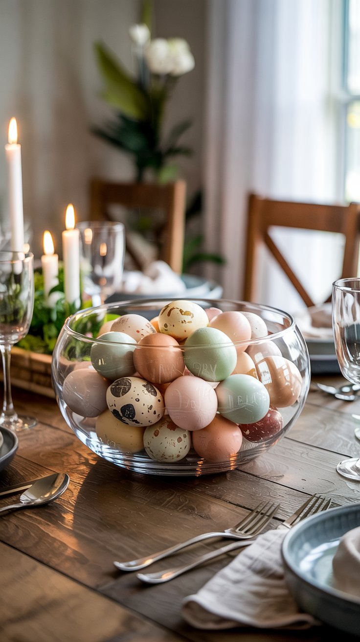 These Easter centerpiece ideas are designed specifically for the dining table — low, practical, and easy to put together. You’ll find dining room centerpiece ideas, cheap centerpiece ideas, and spring centerpiece ideas that feel elevated without being complicated. Great inspiration for Easter table decor that doesn’t feel overdone.
